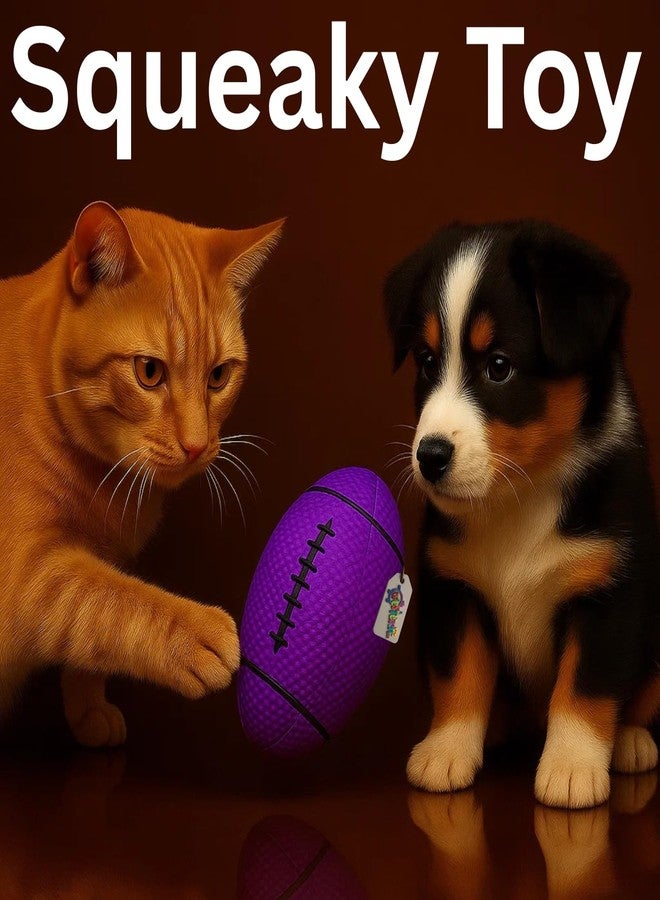 Western Era Rugby Ball Shaped Dog Chew Toy | Squeaky Textured Fetch Toy for Dogs & Puppies | Durable Rubber Pet Toy for Teething, Dental Cleaning & Interactive Play | Safe for Indoor Outdoor Use - Image 2
